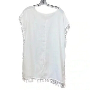 Molerani Women's White Chiffon Tassel Beachwear Cover Up Size S/M